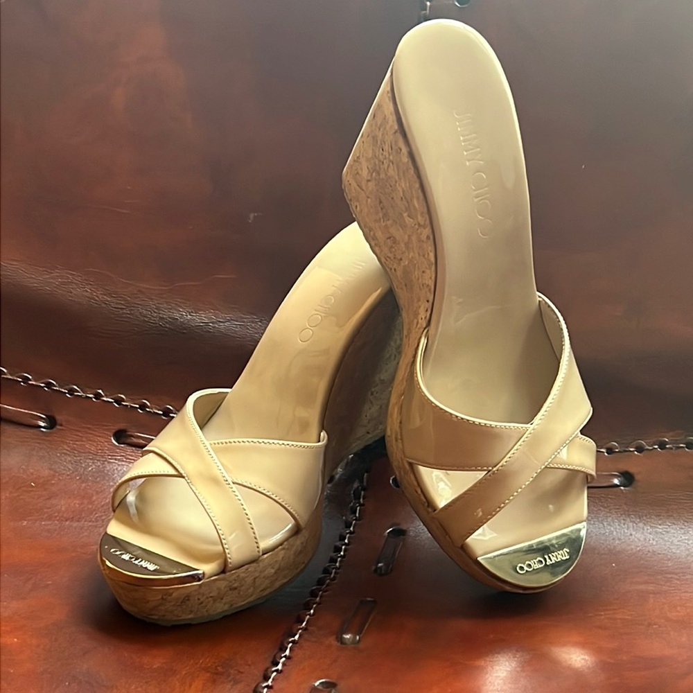 Jimmy Choo wedges, nude, cork, like new